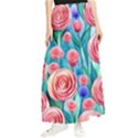 Brilliantly Hued Watercolor Flowers In A Botanical Maxi Chiffon Skirt View1