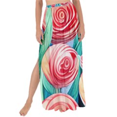 Brilliantly Hued Watercolor Flowers In A Botanical Maxi Chiffon Tie-Up Sarong