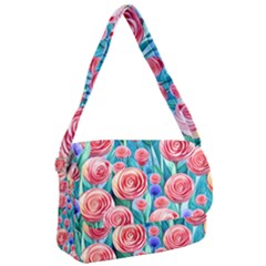 Brilliantly Hued Watercolor Flowers In A Botanical Courier Bag