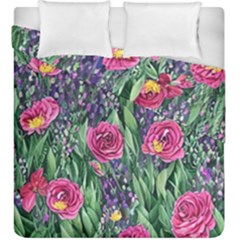 Dazzling Watercolor Flowers And Foliage Duvet Cover Double Side (king Size) by GardenOfOphir