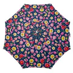 Botanical Flowers Pattern Straight Umbrellas by GardenOfOphir