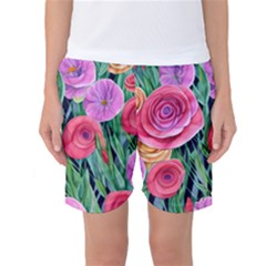 Boho Retropical Flowers Women s Basketball Shorts by GardenOfOphir