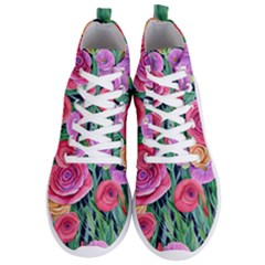 Boho Retropical Flowers Men s Lightweight High Top Sneakers by GardenOfOphir
