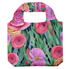 Boho Retropical Flowers Premium Foldable Grocery Recycle Bag by GardenOfOphir