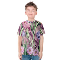 Ottagecore Aesthetics Retro Flowers Pattern Kids  Cotton Tee