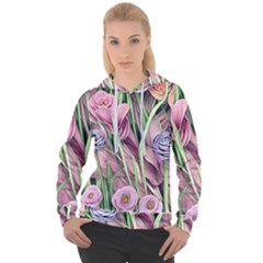 Ottagecore Aesthetics Retro Flowers Pattern Women s Overhead Hoodie by GardenOfOphir