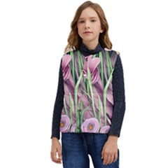 Ottagecore Aesthetics Retro Flowers Pattern Kid s Short Button Up Puffer Vest	 by GardenOfOphir