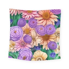 Exotic Tropical Botanical Flowers Pattern Square Tapestry (small) by GardenOfOphir