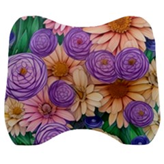 Exotic Tropical Botanical Flowers Pattern Velour Head Support Cushion by GardenOfOphir