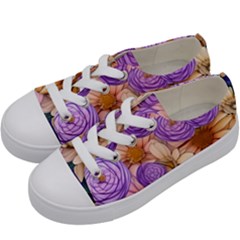 Exotic Tropical Botanical Flowers Pattern Kids  Low Top Canvas Sneakers by GardenOfOphir