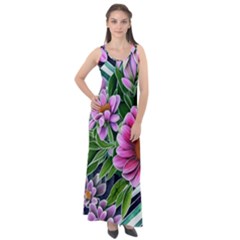 Bouquet Of Sunshine Sleeveless Velour Maxi Dress