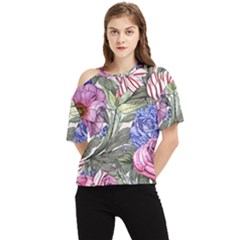 Garden Of Flowers One Shoulder Cut Out Tee by GardenOfOphir