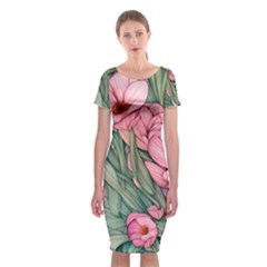 Nature-inspired Flowers Classic Short Sleeve Midi Dress by GardenOfOphir