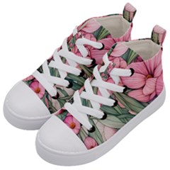 Nature-inspired Flowers Kids  Mid-top Canvas Sneakers by GardenOfOphir