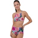 Boho Botanical Flowers High Waist Tankini Set View1