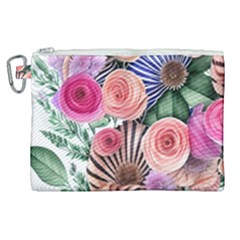 Boho Botanical Flowers Canvas Cosmetic Bag (XL)