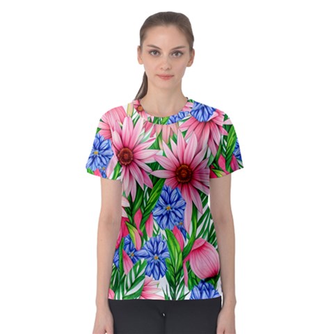 Exotic Tropical Flowers Women s Sport Mesh Tee by GardenOfOphir