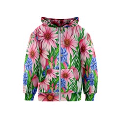 Exotic Tropical Flowers Kids  Zipper Hoodie by GardenOfOphir