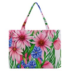 Exotic Tropical Flowers Zipper Medium Tote Bag by GardenOfOphir