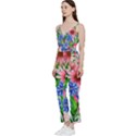 Exotic Tropical Flowers V-Neck Spaghetti Strap Tie Front Jumpsuit View2