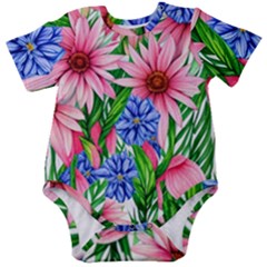 Exotic Tropical Flowers Baby Short Sleeve Bodysuit by GardenOfOphir