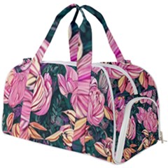 Retro Botanical Flowers Burner Gym Duffel Bag by GardenOfOphir