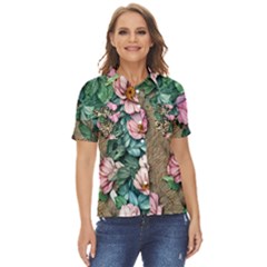 Cottagecore Aesthetics Women s Short Sleeve Double Pocket Shirt