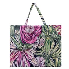 Summer Floral Zipper Large Tote Bag by GardenOfOphir