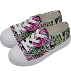 Summer Floral Kids  Low Top Canvas Sneakers by GardenOfOphir