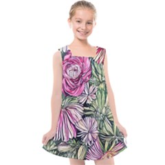 Summer Floral Kids  Cross Back Dress by GardenOfOphir