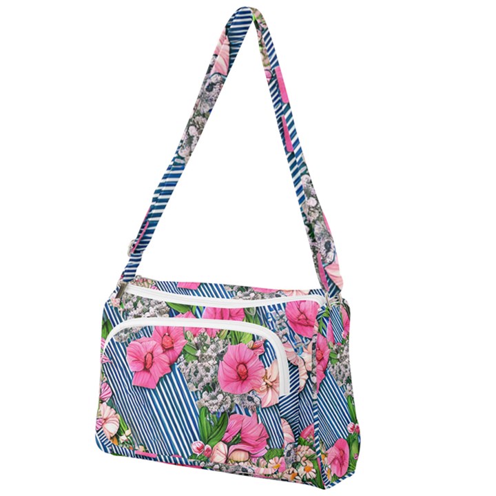 Vintage Botanical Flowers Front Pocket Crossbody Bag