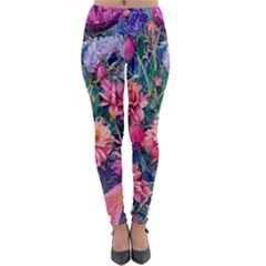 Retro Floral Lightweight Velour Leggings by GardenOfOphir