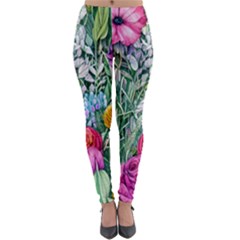 Cottagecore Tropical Flowers Lightweight Velour Leggings by GardenOfOphir