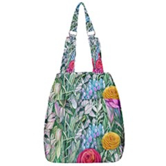 Cottagecore Tropical Flowers Center Zip Backpack by GardenOfOphir