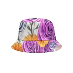 Country-chic Watercolor Flowers Inside Out Bucket Hat (kids) by GardenOfOphir