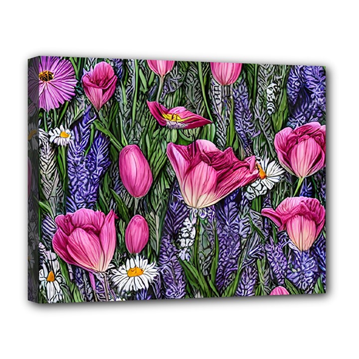 Cheerful Watercolor Flowers Canvas 14  x 11  (Stretched)