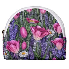 Cheerful Watercolor Flowers Horseshoe Style Canvas Pouch by GardenOfOphir
