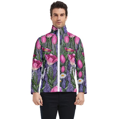 Cheerful Watercolor Flowers Men s Bomber Jacket by GardenOfOphir