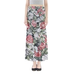 Retro Topical Botanical Flowers Full Length Maxi Skirt by GardenOfOphir