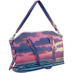 Sunset Over The Beach Canvas Crossbody Bag by GardenOfOphir