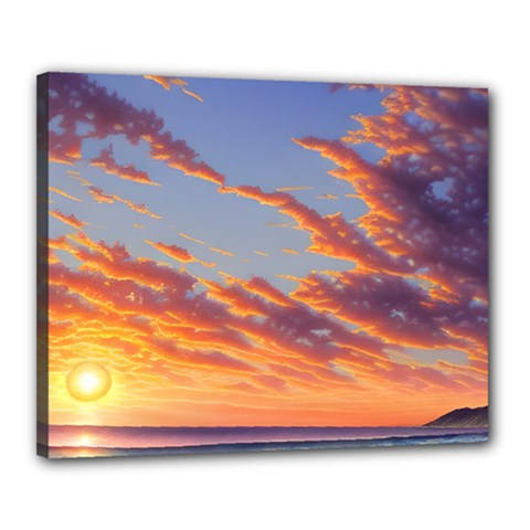 Summer Sunset Over Beach Canvas 20  X 16  (stretched) by GardenOfOphir