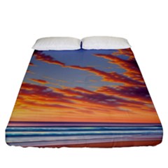 Summer Sunset Over Beach Fitted Sheet (king Size) by GardenOfOphir