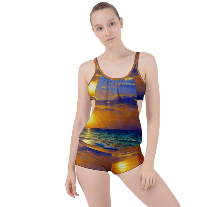 Nature Sunset Boyleg Tankini Set 