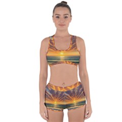 Waves At Sunset Racerback Boyleg Bikini Set by GardenOfOphir