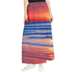 Golden Sunset Over Beach Maxi Chiffon Skirt by GardenOfOphir