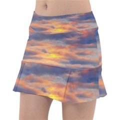 Serene Sunset Over Beach Classic Tennis Skirt by GardenOfOphir