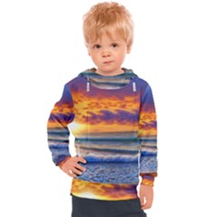 Summer Sunset Over The Ocean Kids  Hooded Pullover by GardenOfOphir