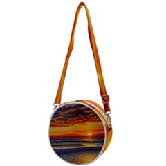 Nature s Sunset Over Beach Crossbody Circle Bag by GardenOfOphir