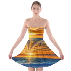 Sunset Scenic View Photography Strapless Bra Top Dress by GardenOfOphir