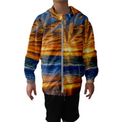 Sunset Scenic View Photography Kids  Hooded Windbreaker by GardenOfOphir